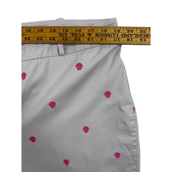 Talbots Signature Embroidered Crop Pants Size 16 Pink Shells Stretch Khaki Chino - Picture 7 of 12